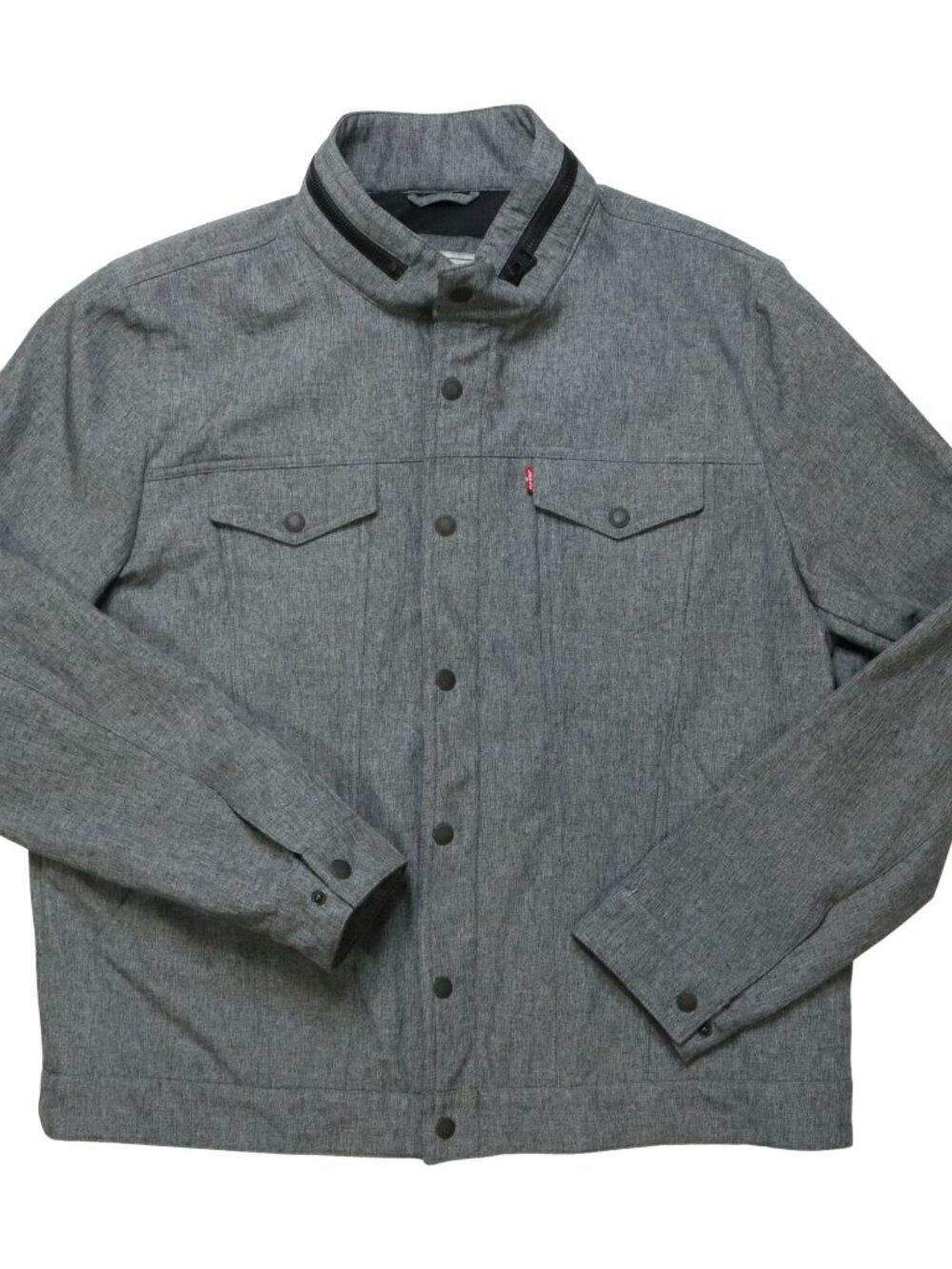 Levi's Soft Shell Trucker Jacket Heather Gray Fleece Lined Water Resistant